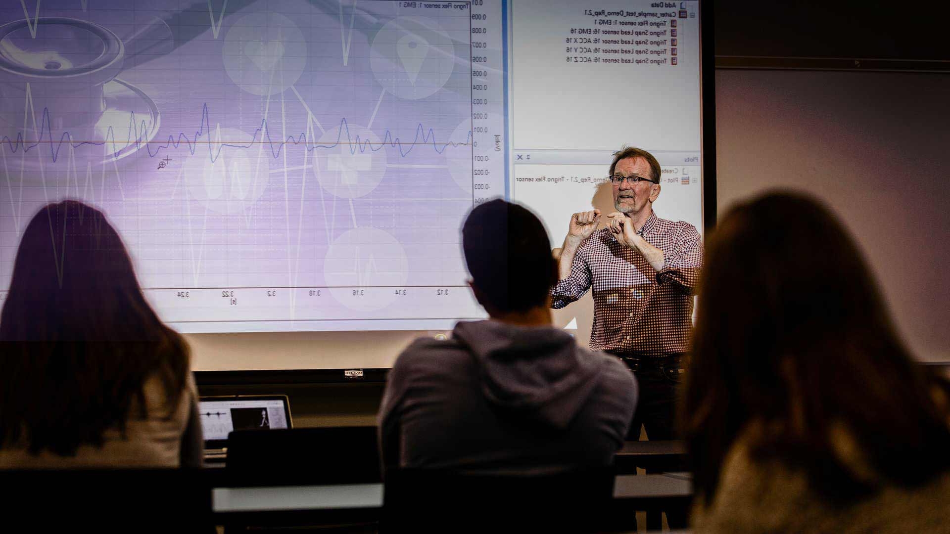 Professor teaching in front of a class